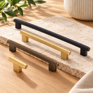Oil Rubbed Bronze Solid Brass Ribbed Luxury Knob Furniture Wardrobe Handles 160mm 288mm