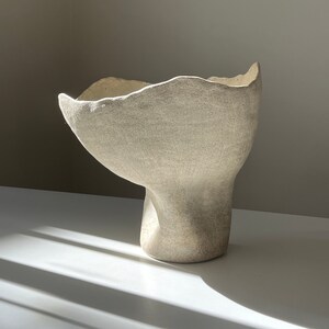 Abstract Beige Ceramic Sculptural Vase | Contemporary Ceramic Vase