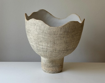 Handbuilt Ceramic Sculptural Vase | Textured Organic Neutral Home Decor