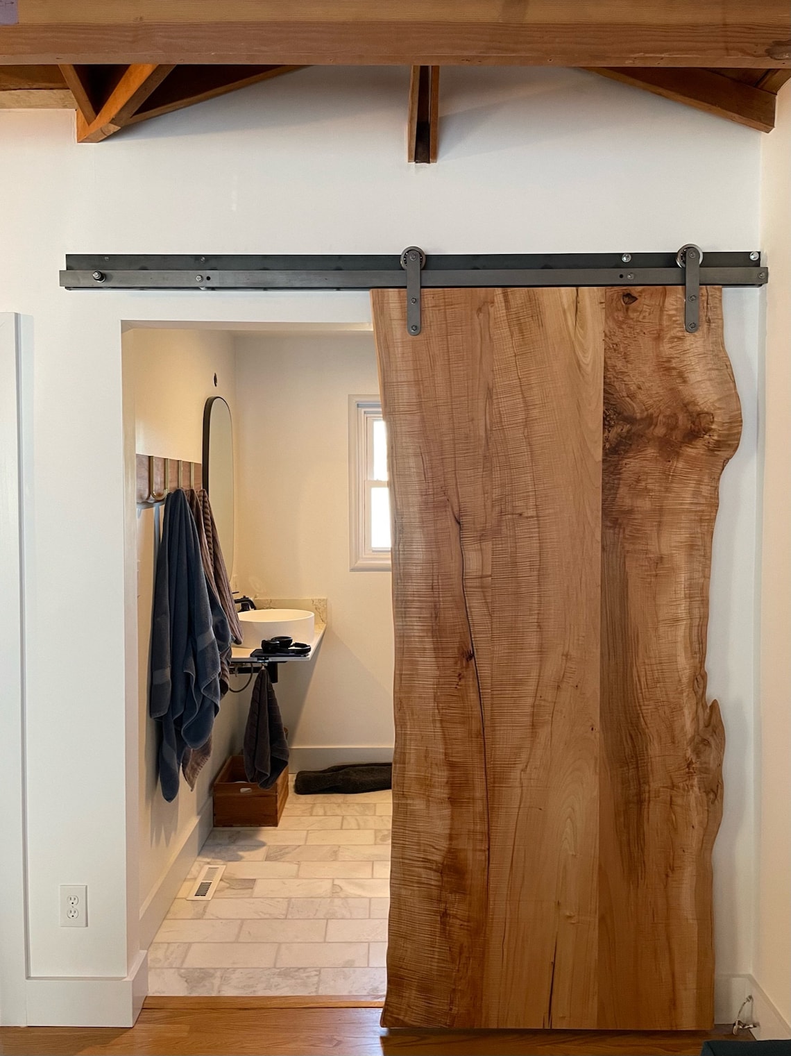 Sliding Barn Door Live Edge Walnut Slab Etsy