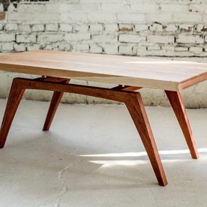 Midcentury Modern Coffee Table - Solid Wood and Copper