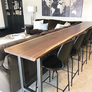 Live Edge Bar Table - Black Walnut Home Sofa Table