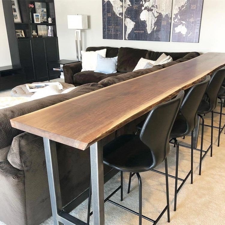 Live Edge Bar Table Black Walnut Home Sofa Table Etsy