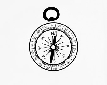 Compass Downloadable Digital Print |Wall Art |Cards |DIY Projects| Main colors Black White |Available in PNG