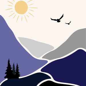 Majestätischer Flug Digitaler Druck | Wandkunst | Karten | DIY Projekte| Hauptfarbe Blau | Erhältlich in PNG SVG
