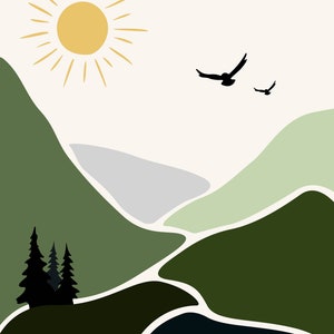 Majestätischer Flug Digitaler Druck | Wandkunst | Karten | DIY Projekte| Hauptfarbe Grün | Erhältlich in PNG SVG