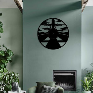Plane Clock cut svg dxf file wall sticker pdf silhouette template cnc cutting router digital vector instant download