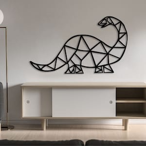 Geometryczny dinozaur wycięty plik svg dxf naklejka ścienna pdf sylwetka szablon cnc cięcie router cyfrowy wektor natychmiastowe pobieranie