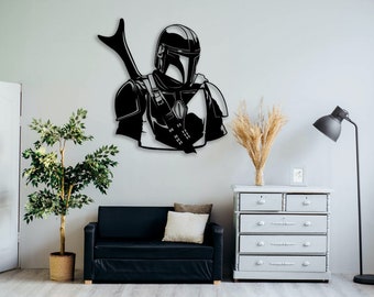 The Mandalorian cut svg dxf file wall sticker pdf silhouette template cnc cutting router digital vector instant download
