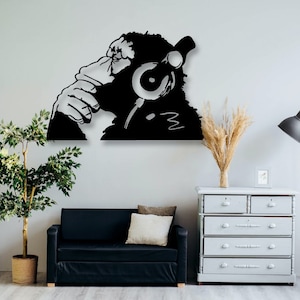 Monkey With Headphones Avengers cut svg dxf file wall sticker pdf silhouette template cnc cutting router digital vector instant download