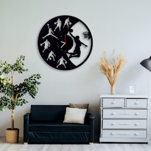 Basketball Clock cut svg dxf file wall sticker pdf silhouette template cnc cutting router digital vector instant download