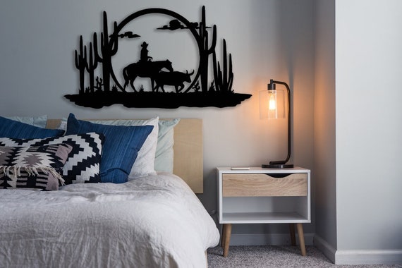 Cowboy Design laser cut svg dxf files wall sticker engraving decal silhouette template cnc cutting router digital vector instant download Cowboy Design laser cut svg dxf files wall sticker engraving decal silhouette template cnc cutting router digital vector instant download