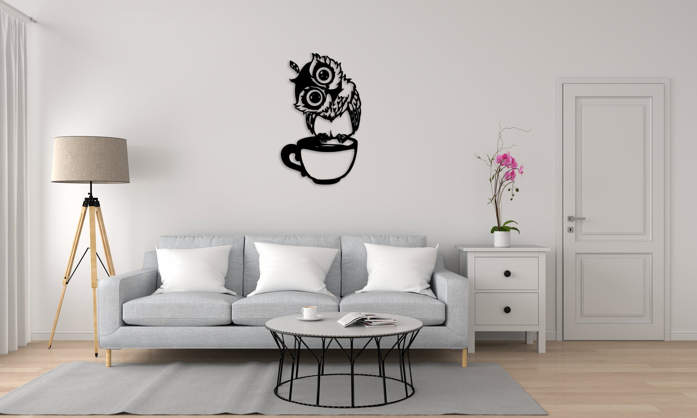 Owl cut svg dxf file wall sticker pdf silhouette template cnc cutting router digital vector instant 