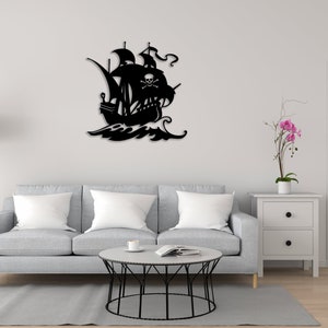 Pirate Ship cut svg dxf file wall sticker pdf silhouette template cnc cutting router digital vector instant download