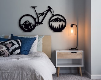 Bike with Mountain cut svg dxf file wall sticker pdf silhouette template cnc cutting router digital vector instant download