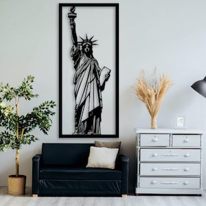 Estátua da Liberdade corte svg arquivo dxf adesivo de parede pdf silhueta modelo roteador de corte cnc vetor digital download instantâneo