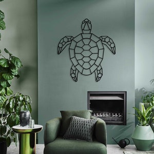 Tortue géométrique coupe fichier svg dxf sticker mural pdf silhouette modèle CNC découpe routeur numérique vecteur téléchargement immédiat