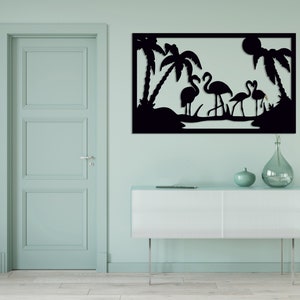 Flamingo Panel cut svg dxf file wall sticker pdf silhouette template cnc cutting router digital vector instant download