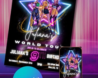 Editable K-pop Birthday Invitation | Digital K-pop Star Party