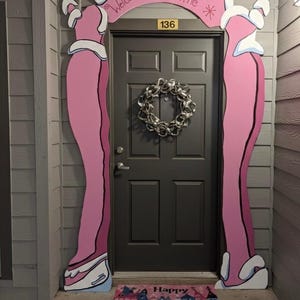 Whoville-deurboog, Grinch Christmas-buitendecor, extra groot bord voor feesthal, feestboog, kerstrekwisieten