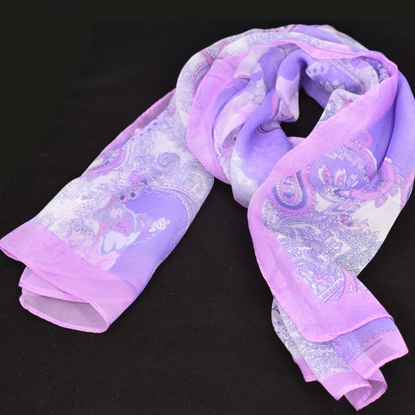 Silk Touch Scarf | Autumn Accessory | Long Shawl | Summer Scarf | Purple & Lilac