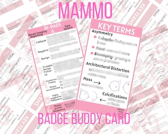 Mammography Reference Card BIRADS - Perfect gift for new Mammo grads & X-ray students | Breast Imaging Fellowship | Radiology