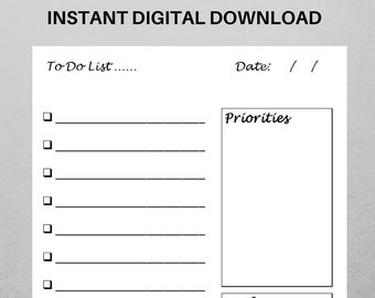 Daily To Do List Printable, Priorities & Goals, Editable PDF (A4/US Letter)