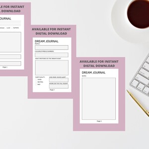 Dream Journal Printable Instant PDF Download A4, A5 & US Letter