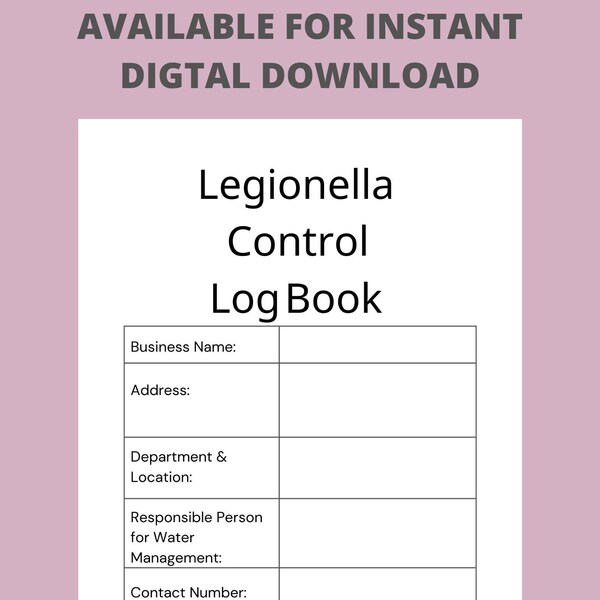 Water Management Legionella Log Book Etsy