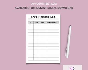Appointment Log Printable, Meeting Reminder, Schedule Planner (PDF Editable)