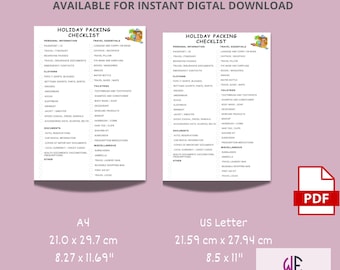 Printable Urlaubsverpackung, Reiseplaner (PDF)