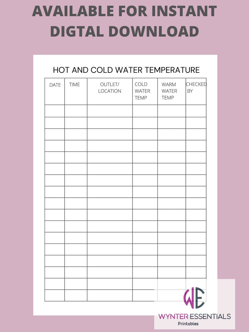 Legionella Water Temperature Water Management Monitoring Etsy UK