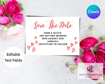 Custom Wedding Save The Date Card Wedding Save The Template Printable Editable Card Basic Modern Design Instant Digital Download PDF/PNG