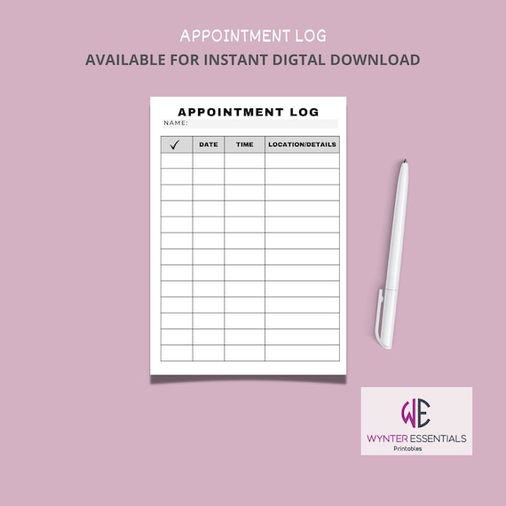 Appointment Log Printable, Meeting Reminder, Schedule Planner (PDF Editable)