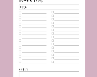 Daily To-Do List Printable – Notes Section, A4/A5/US Letter (PDF Download)