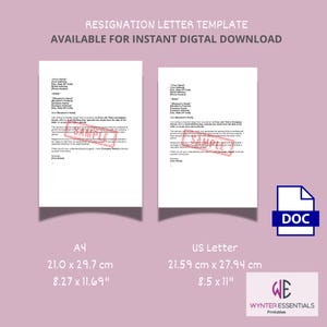 Printable Resignation Letter Samples, Easy Resignation Template, Job Leaving, Office Resignation Resources