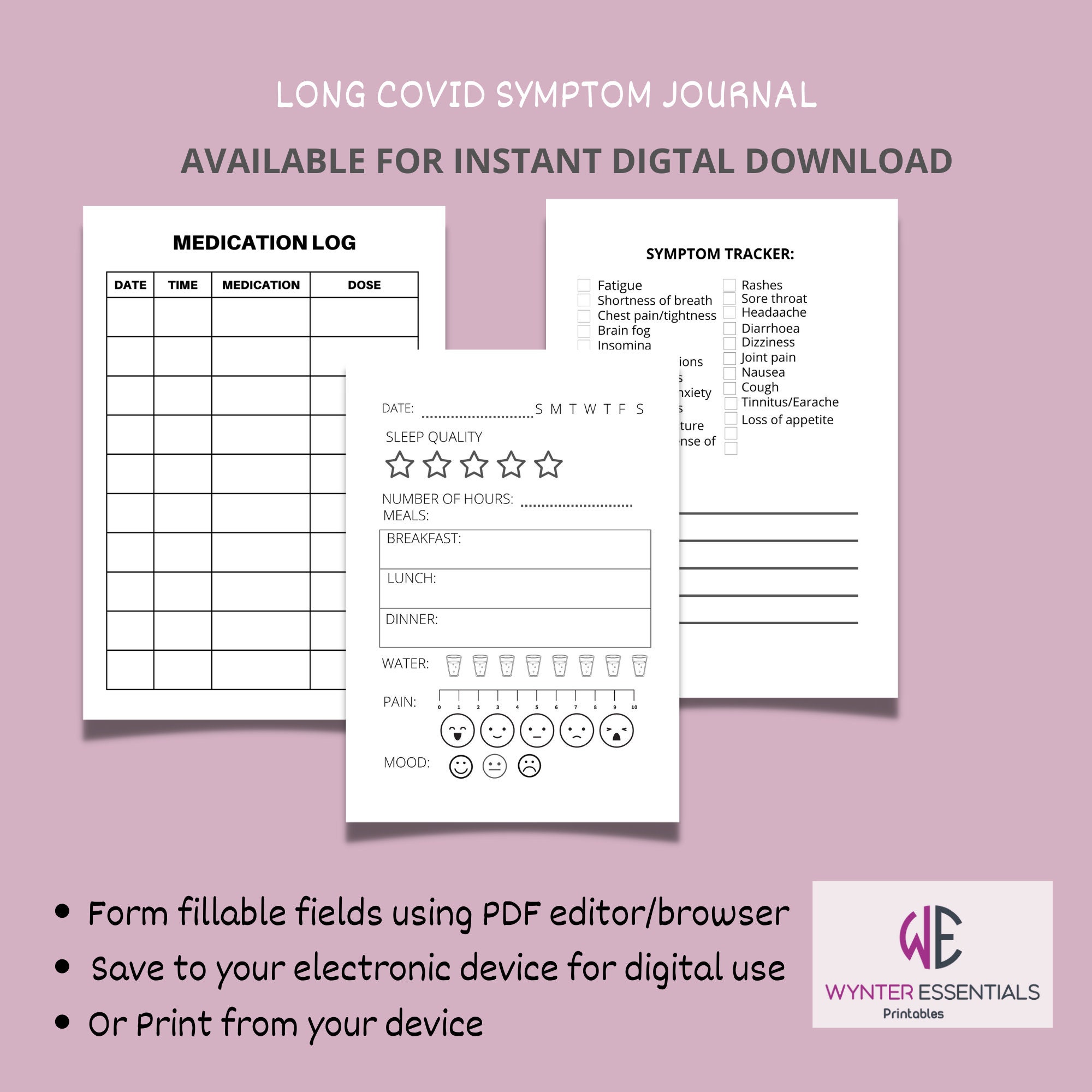 Long Covid Symptom Tracker Journal – Daily Management Log (PDF Download ...