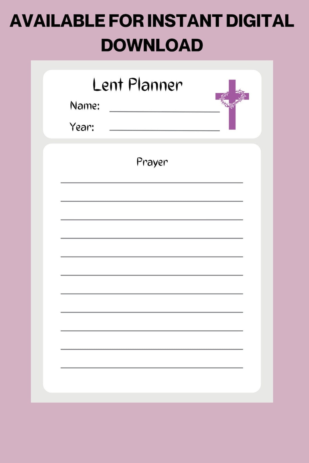 Lenten Planner Printable PDF Editable Form Fields for Adults and Children, Catholic, Christian ...