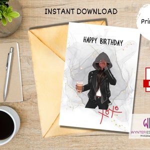 Cartão de feliz aniversário cartões de aniversário feminino cartão de aniversário de adolescente cartão de última hora para impressão download instantâneo digital 01