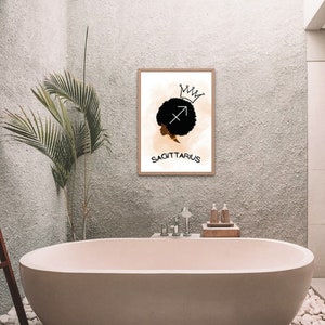Home Decor Wall Art Gift Sagittarius Afro Queen Printable Digtal Download A3, A4,A5-Horoscope, Astrology, Zodiac, Star Sign