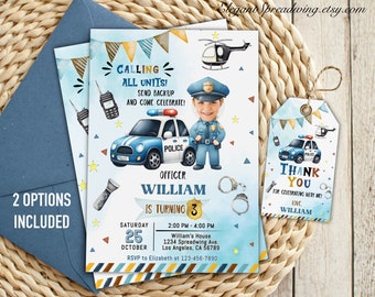 Editable Police Birthday Invitation Template, Police Boy Birthday Invite, Police Officer Birthday Invite Printable Digital Download, POLICE2