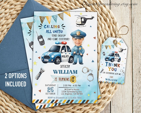 Editable Police Birthday Invitation Template, Police Boy Birthday Invite, Police Officer Birthday Invite Printable Digital Download, POLICE2