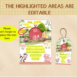 Editable Farm Birthday Invitation Template, Barn Animals Invite, Red ...