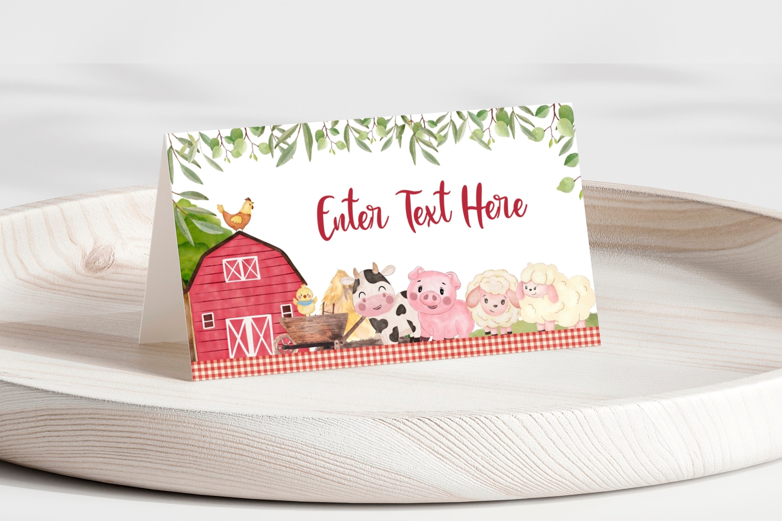 Editable Farm Birthday Food Card Template, Barn Animals Buffet Tent ...