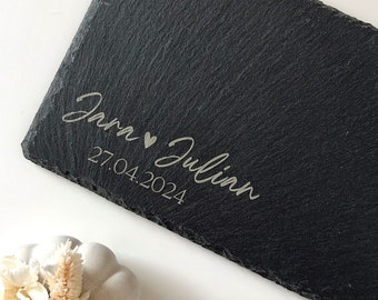 Schieferplatte personalisiert | Hochzeit | Namen | Datum | Hochzeitsgeschenk | Jahrestag | Jubiläum