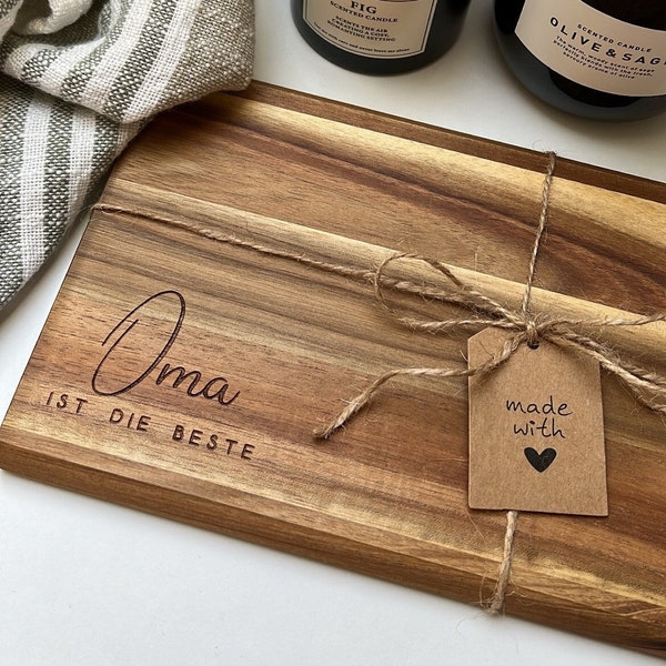 Holzbrettchen mit Gravur Oma Opa Brettchen| Frühstücksbrettchen| Holz Akazie|  individuelles Geschenk| Oma ist die Beste| Opa ist der Beste