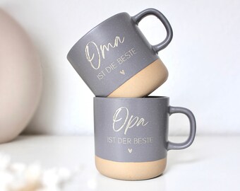 Gray ceramic mug with engraving | Grandma | Grandpa | 360ml capacity | Grandparents | Gift | Personalized | Stoneware