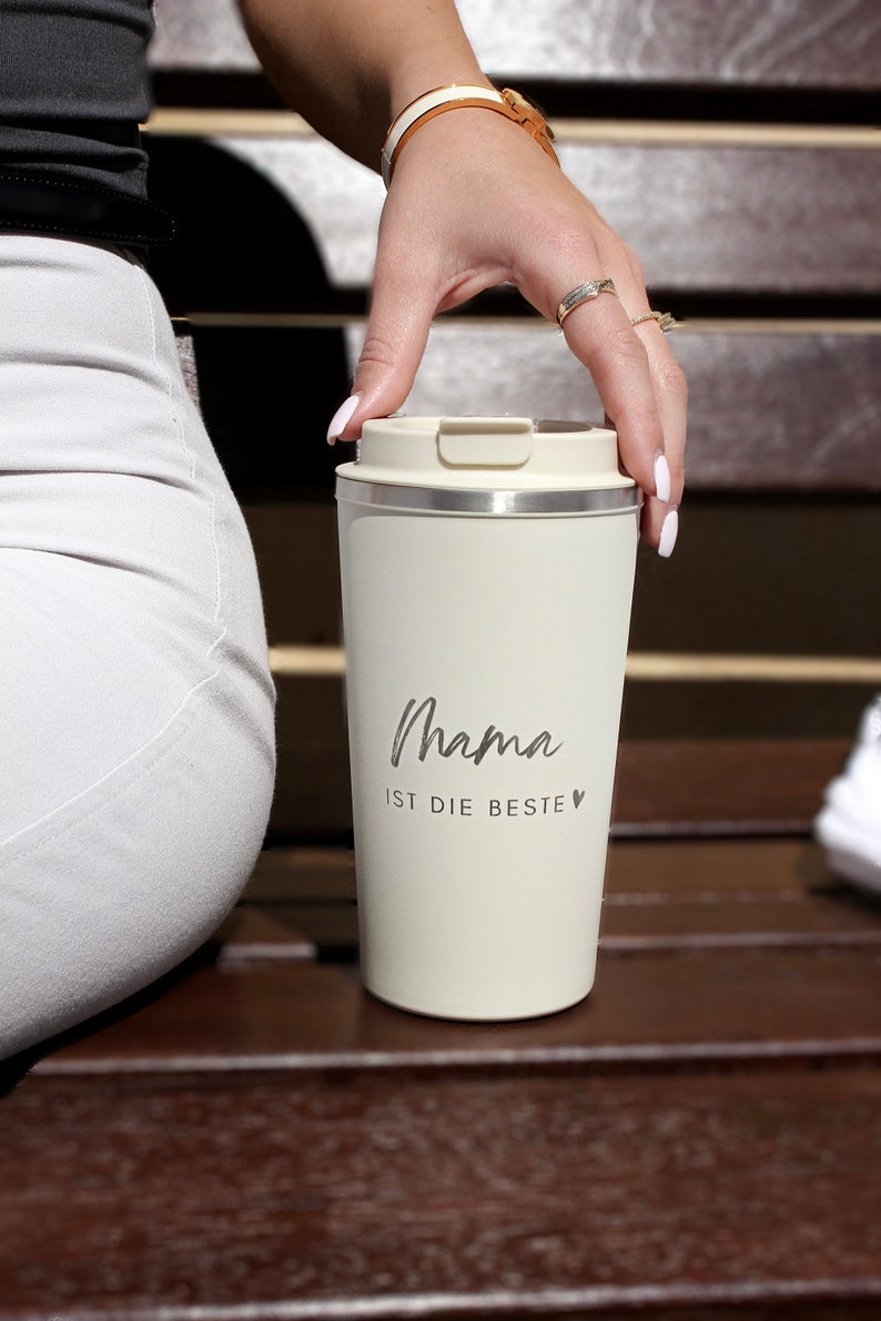 Thermo Mug Thermobecher Travel Mug Mama, Papa, Muttertag Vatertag Eltern Geschenk Personalisiert Geschenk Geburtstag Mama ist die Beste