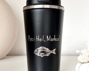 Thermo Mug | Thermo Mug | Travel Mug Angler, Angler Gift, Fishing, Petri Heil, Fisherman, Personalized | Personalized Gift