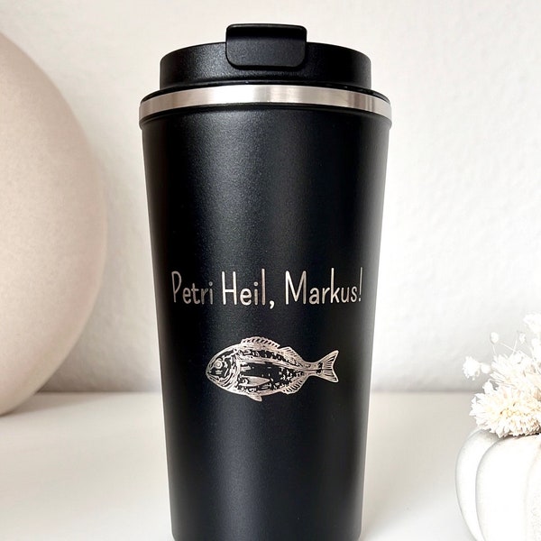 Thermo Mug | Thermobecher | Travel Mug Angler, Anglergeschenk, Angeln, Petri Heil, Fischer, personalisiert | personalisiertes Geschenk